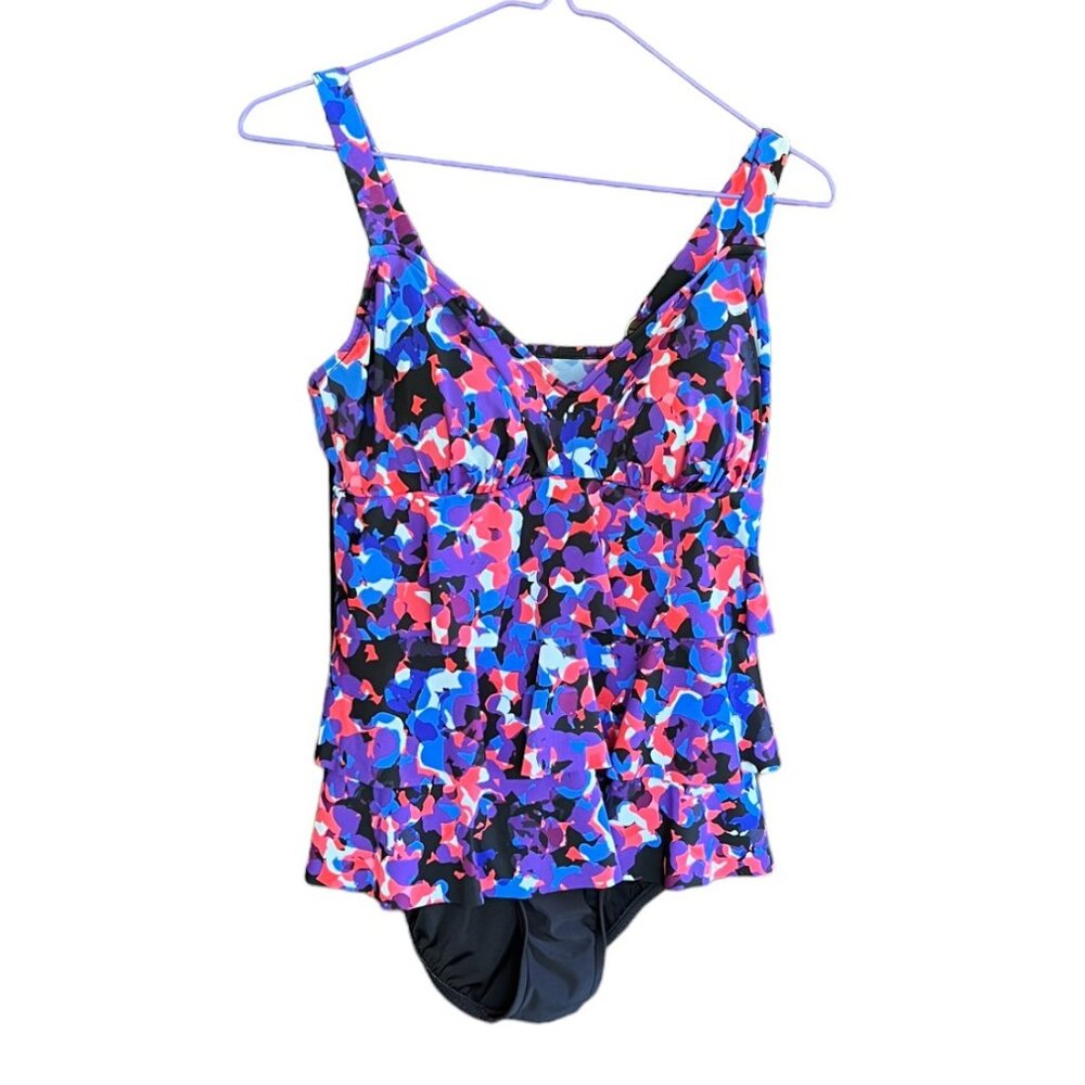 Croft & Barrow One-Piece Ruffled Bathing Suit with Adjustable Straps, Size 10